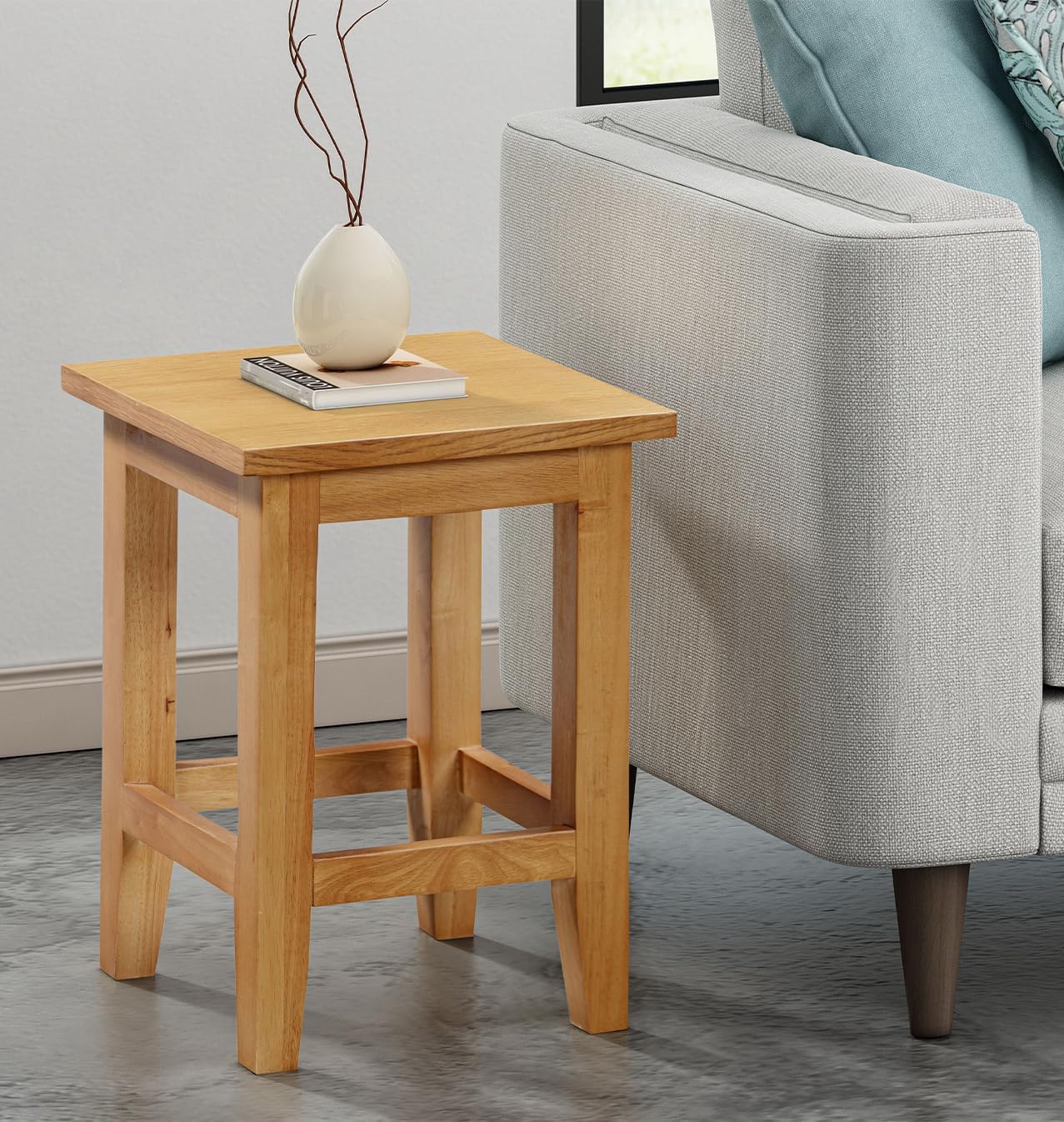 Hallowood Furniture Aston Oak Small Side Table, Wooden Table, Coffee Table, Bedside Table, Console Table, End Table, Plant Stand, Lamp Tables, Small Table for Small Spaces